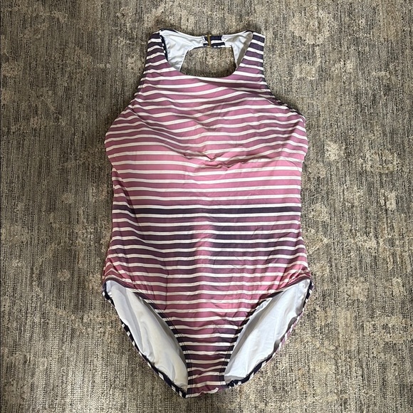 Lands' End pink/purple with white Stripes - Swimsuit - one piece - size XXL - Picture 1 of 6
